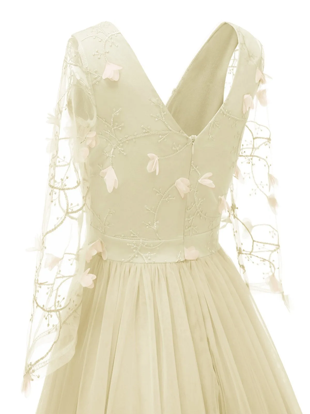 1950s Mesh Embroidery Bridesmaid Dress
