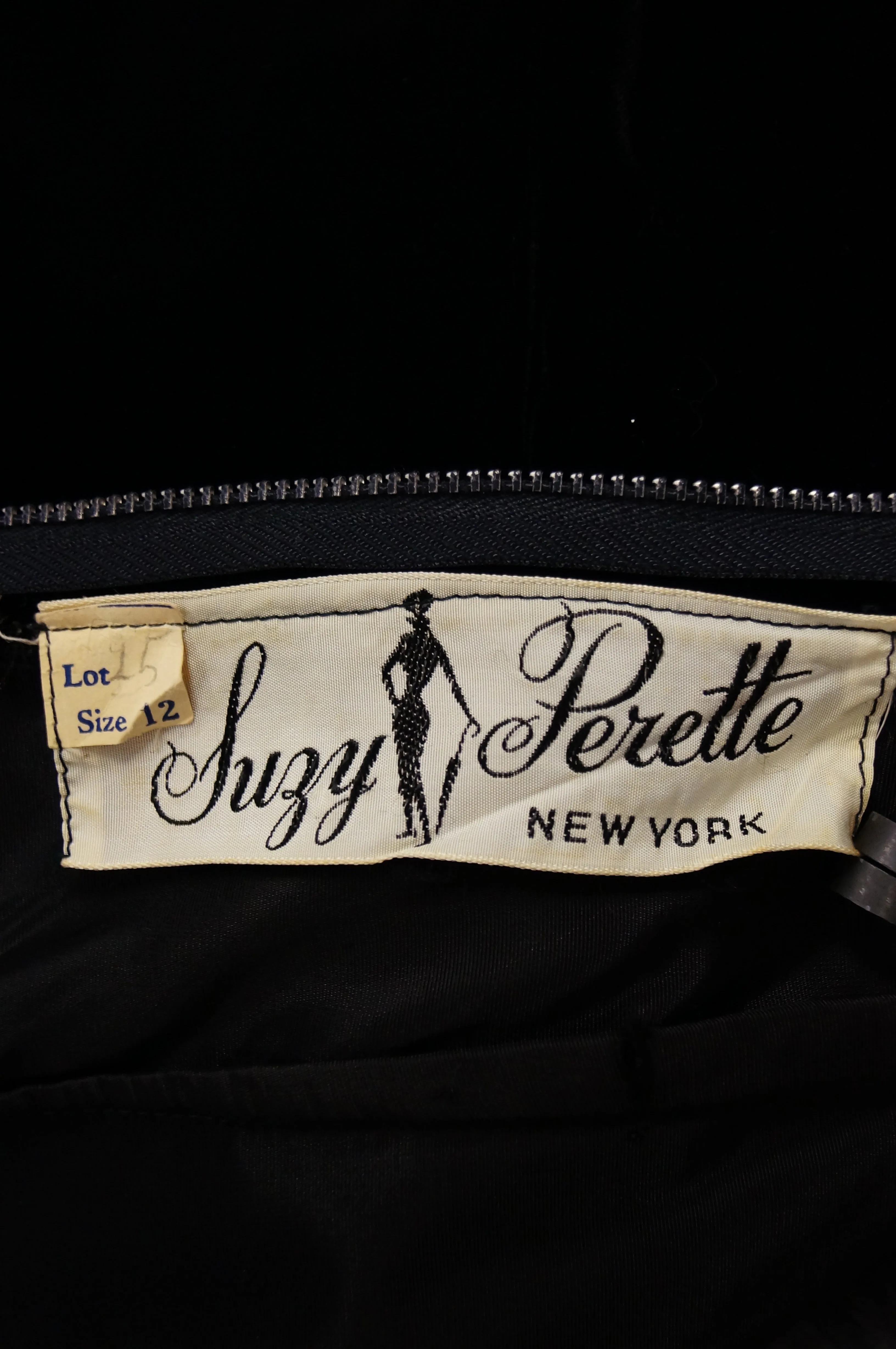 1950s Suzy Perette Black Velvet Fox Trim Cocktail Dress