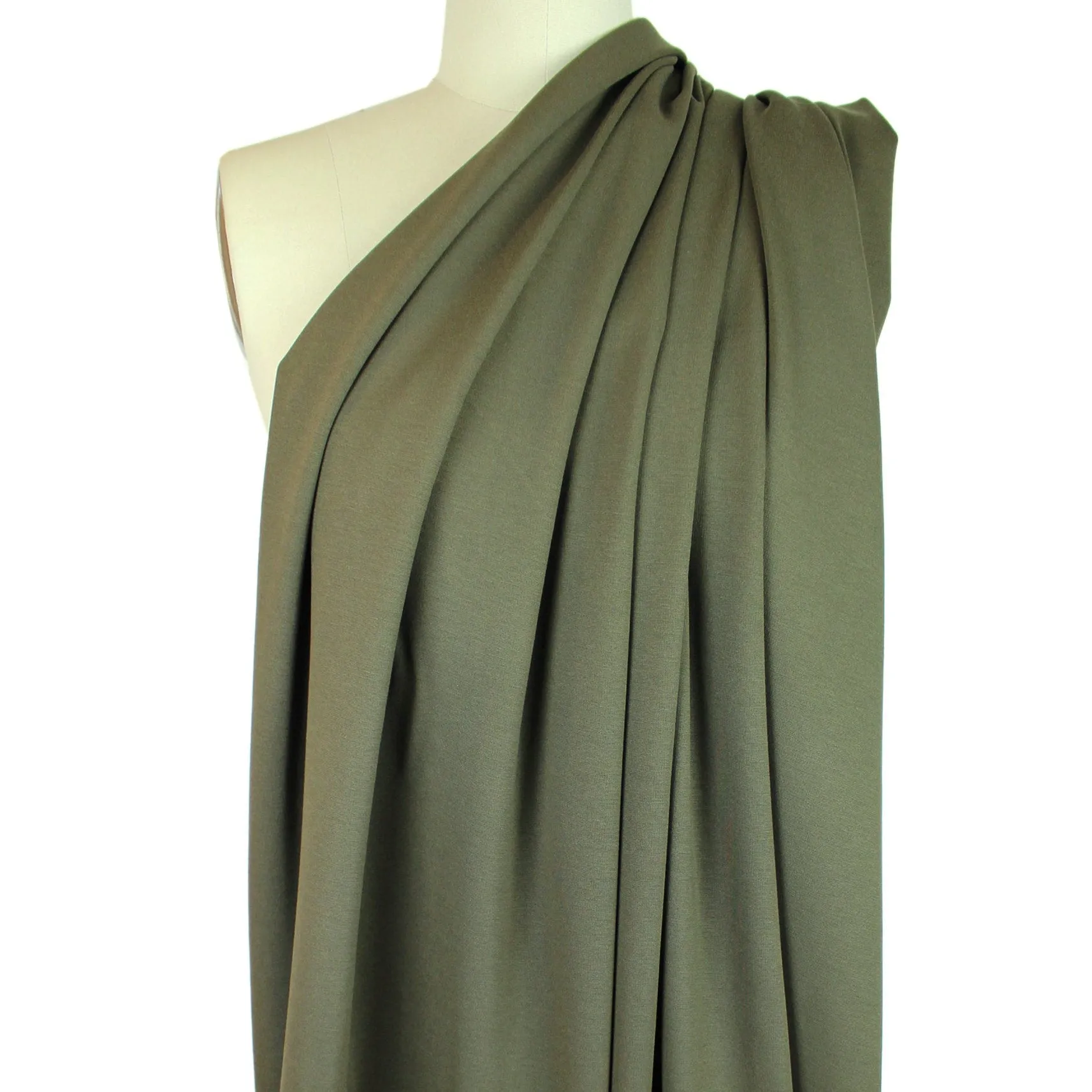 4-way stretch rayon blend ponte - military, Oeko-Tex Cert.