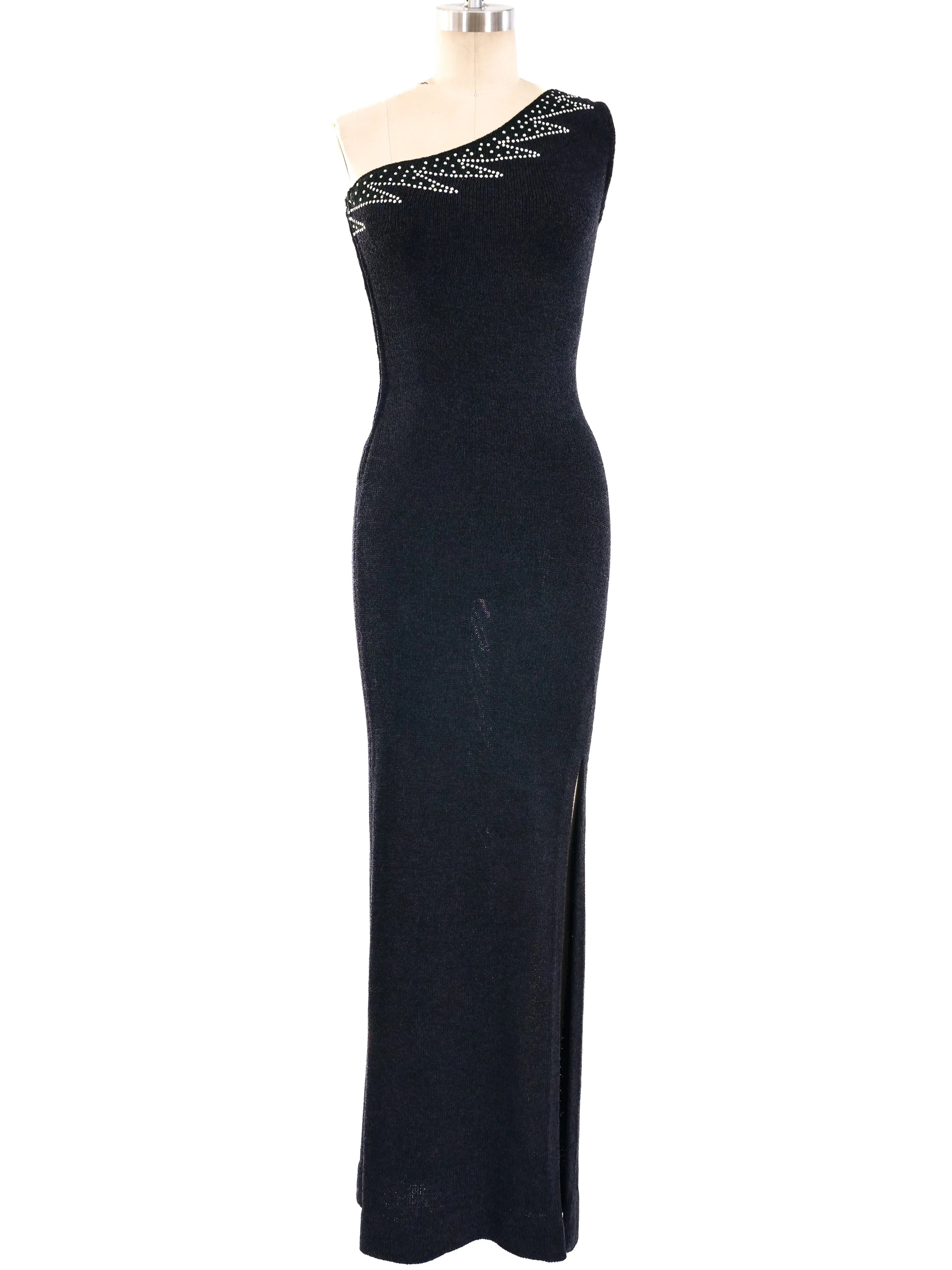 Adolfo Crystal Embellished Knit Dress