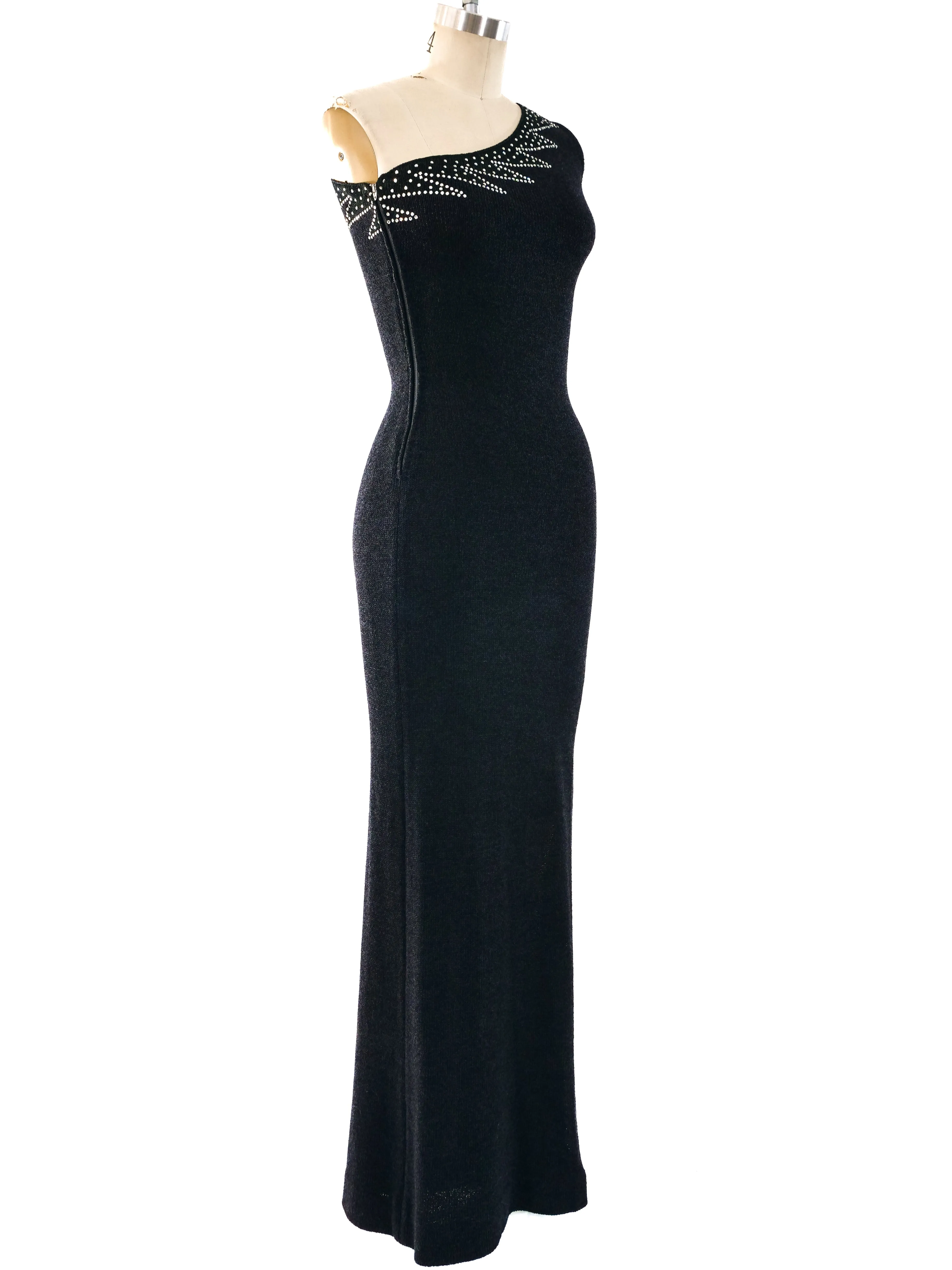 Adolfo Crystal Embellished Knit Dress
