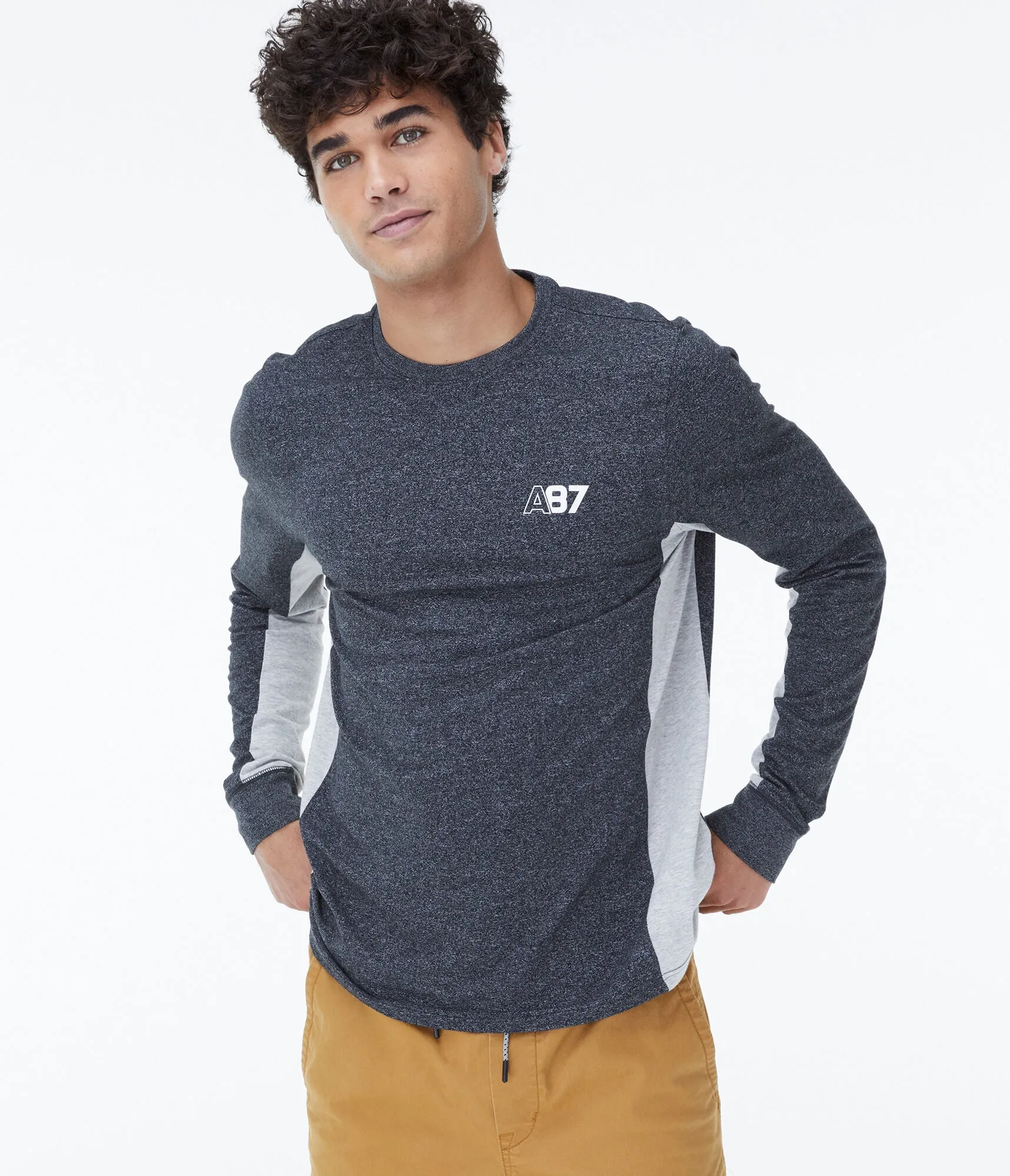 Aeropostale Long Sleeve A87 Stretch Graphic Tee