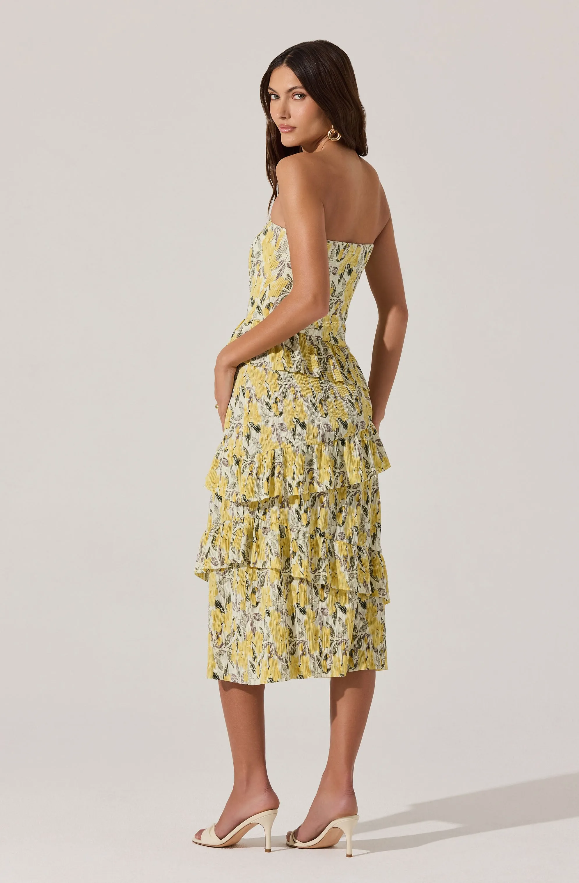 Asymmetrical Tiered Ruffle Midi Dress