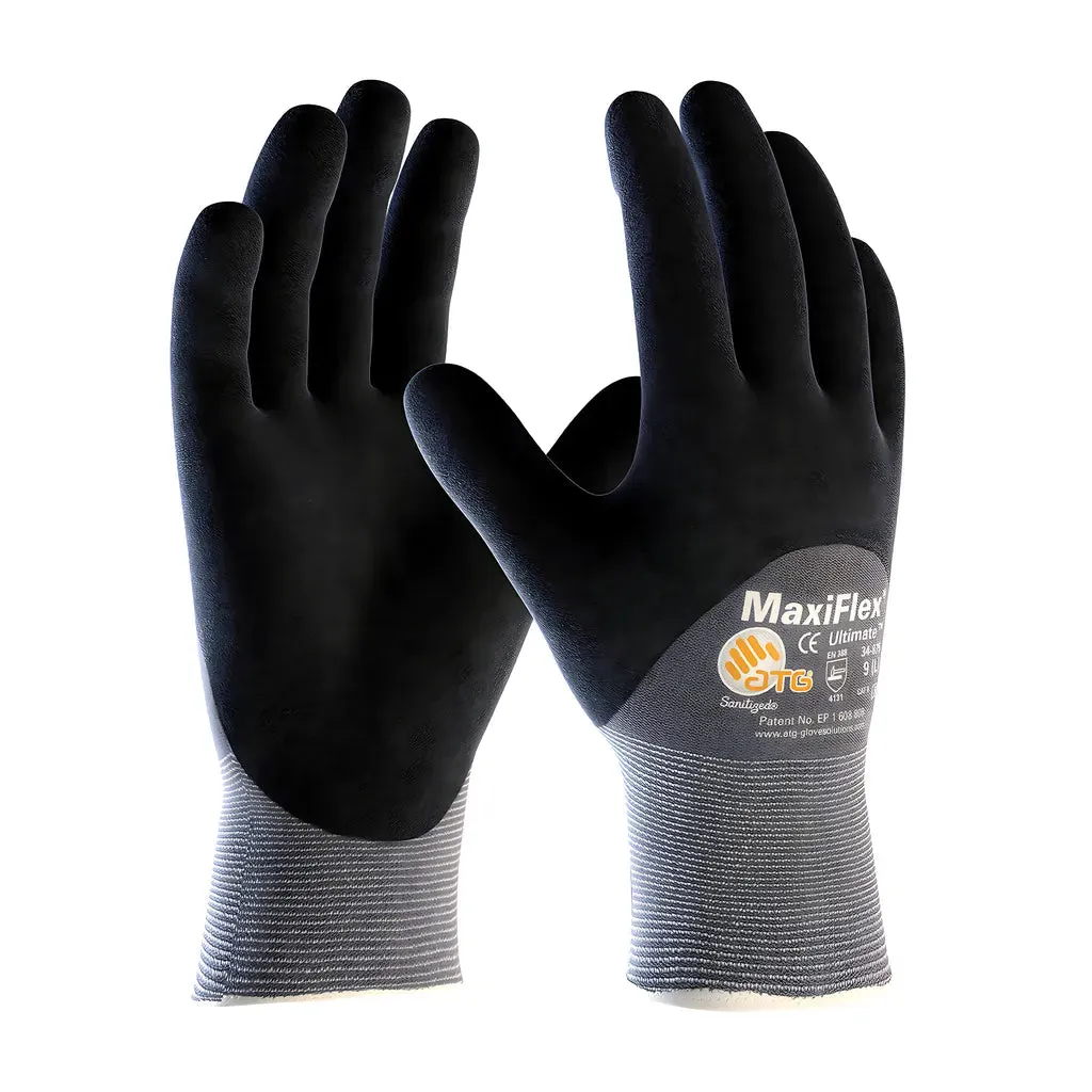 ATG 34-875/XS Seamless Knit Nylon / Elastane Glove with Nitrile Coated MicroFoam Grip on Palm, Fingers & Knuckles - Touchscreen Compatible