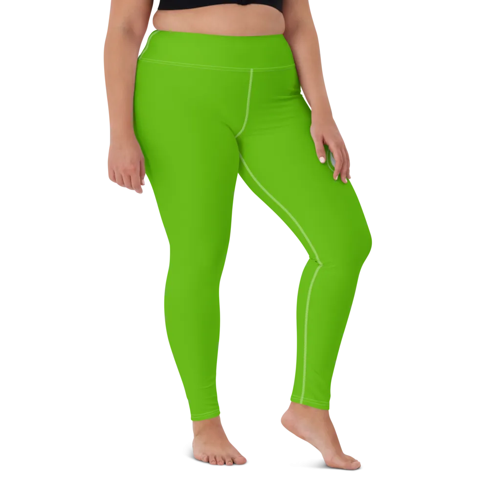 Athletic Apparatus Kelly Green White Logo White stitch Yoga Leggings