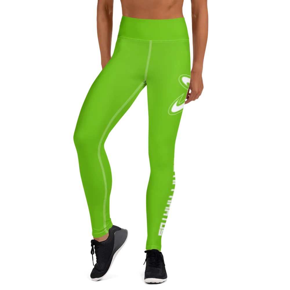 Athletic Apparatus Kelly Green White Logo White stitch Yoga Leggings