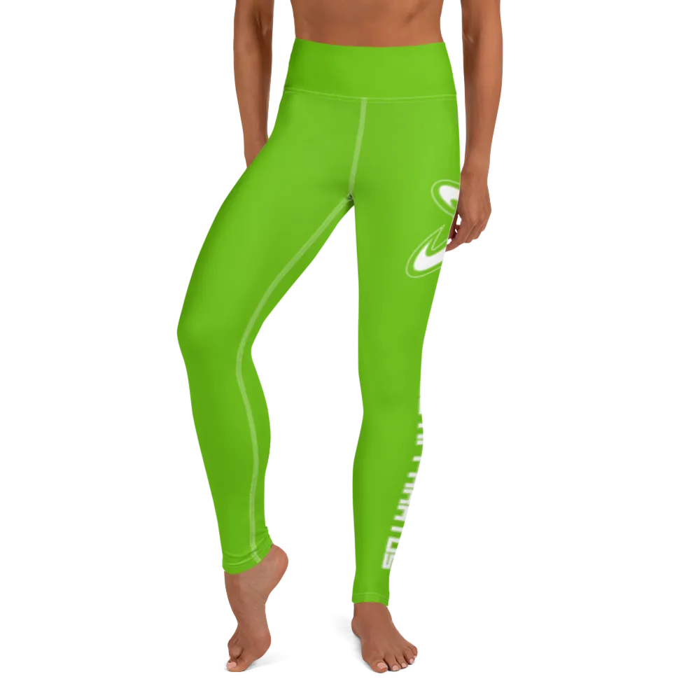 Athletic Apparatus Kelly Green White Logo White stitch Yoga Leggings