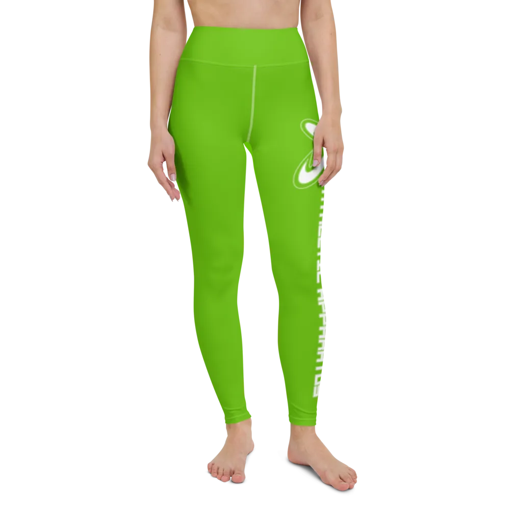 Athletic Apparatus Kelly Green White Logo White stitch Yoga Leggings