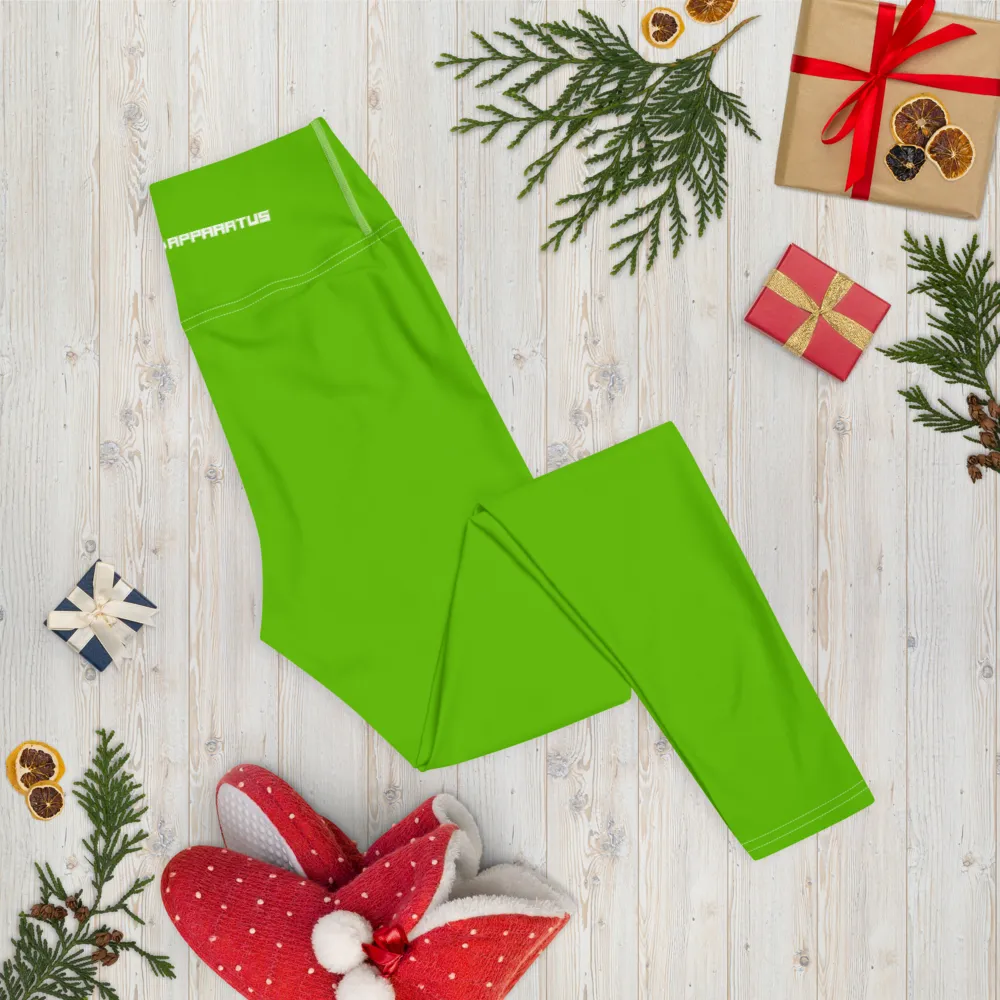 Athletic Apparatus Kelly Green White Logo White stitch Yoga Leggings