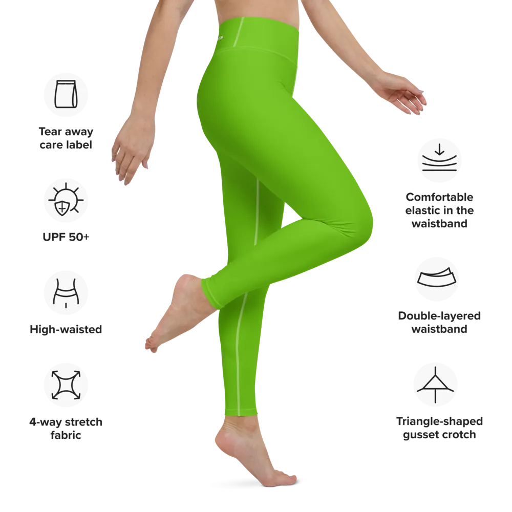 Athletic Apparatus Kelly Green White Logo White stitch Yoga Leggings