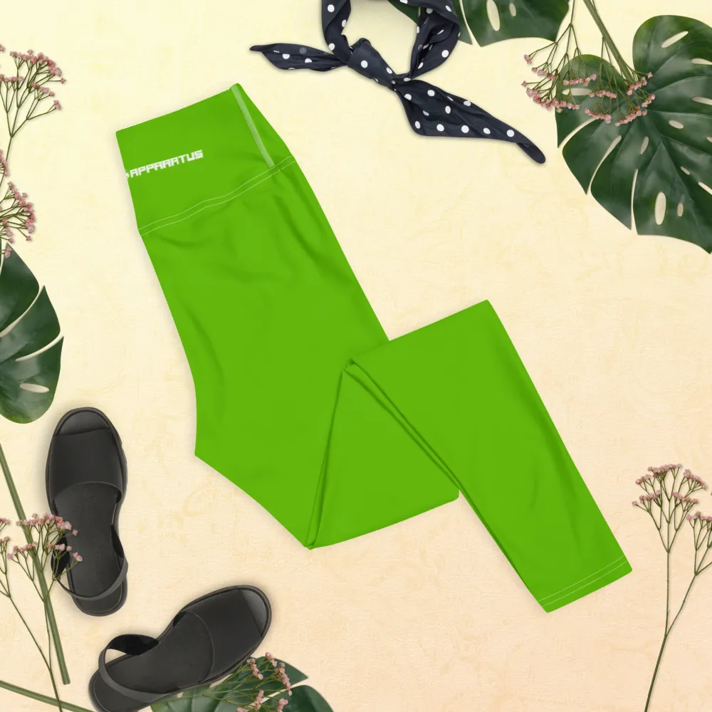Athletic Apparatus Kelly Green White Logo White stitch Yoga Leggings