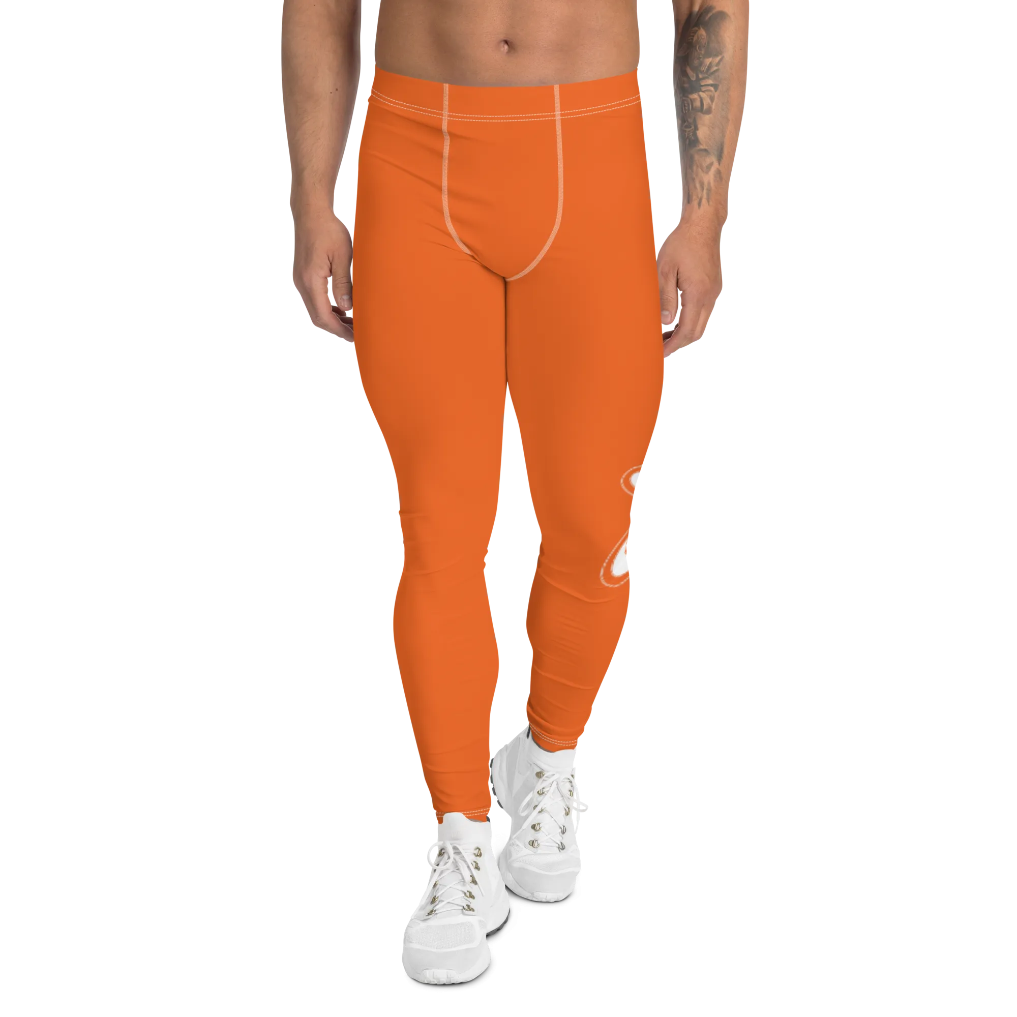 Athletic Apparatus Orange White Stitch White logo V3 Men's Leggings