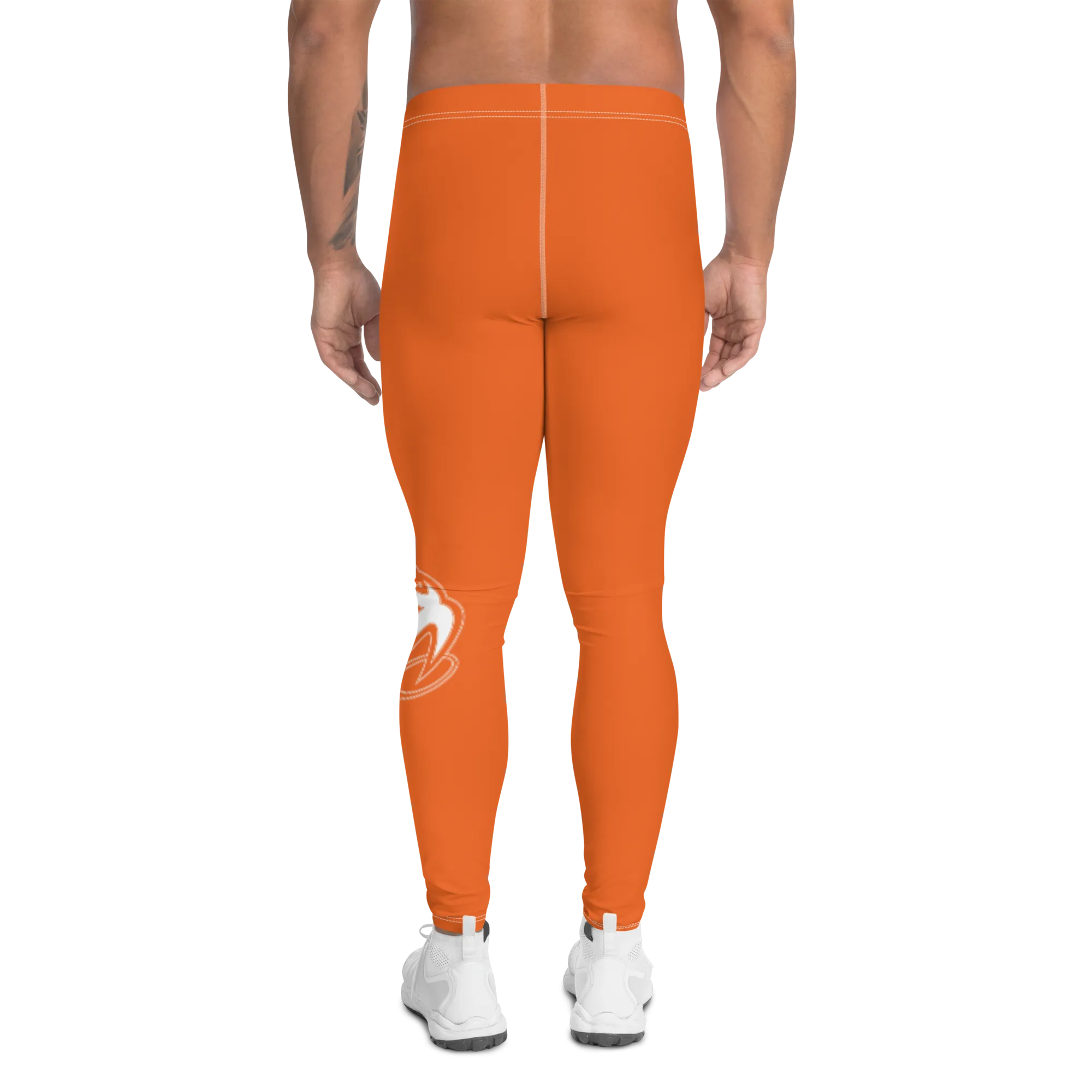 Athletic Apparatus Orange White Stitch White logo V3 Men's Leggings