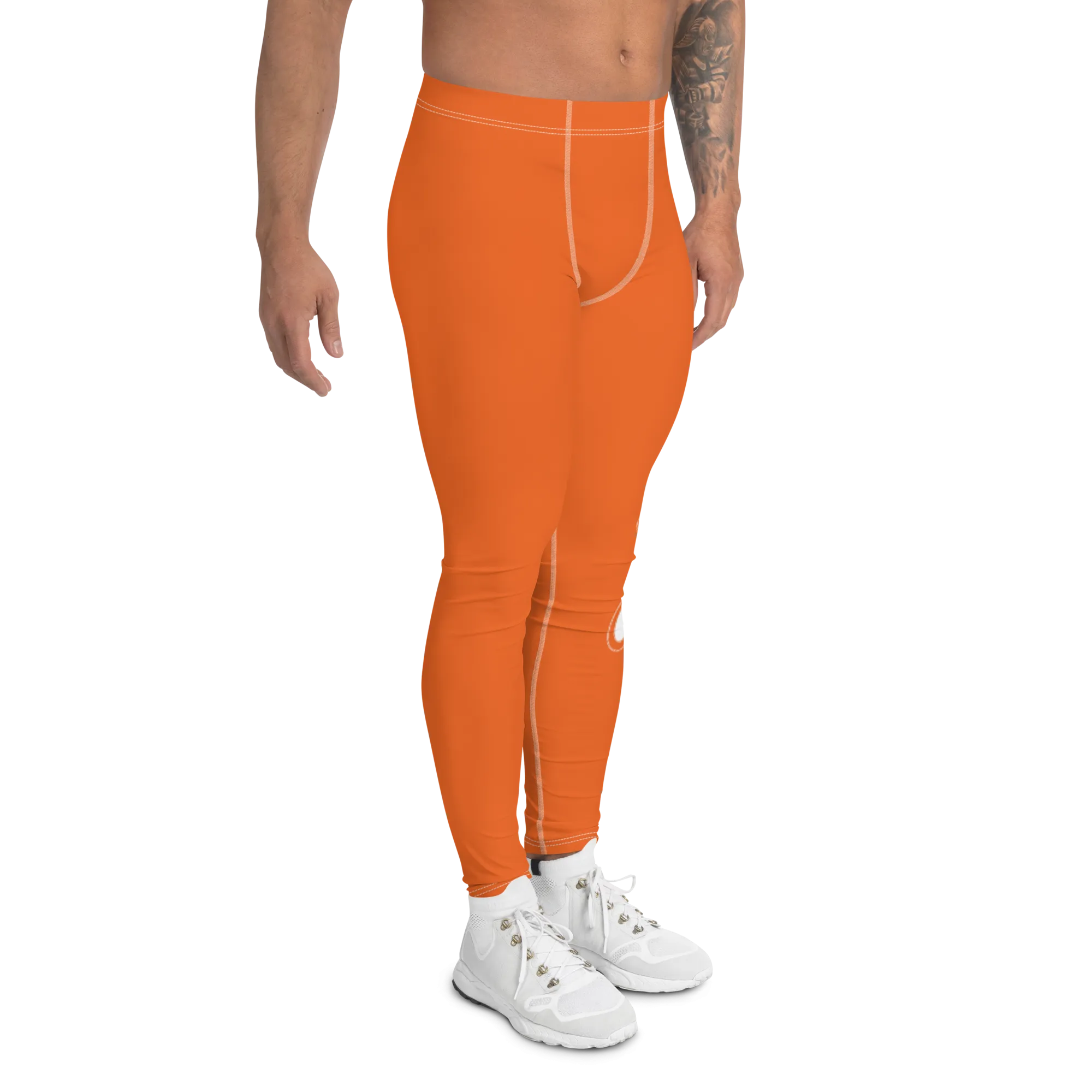Athletic Apparatus Orange White Stitch White logo V3 Men's Leggings
