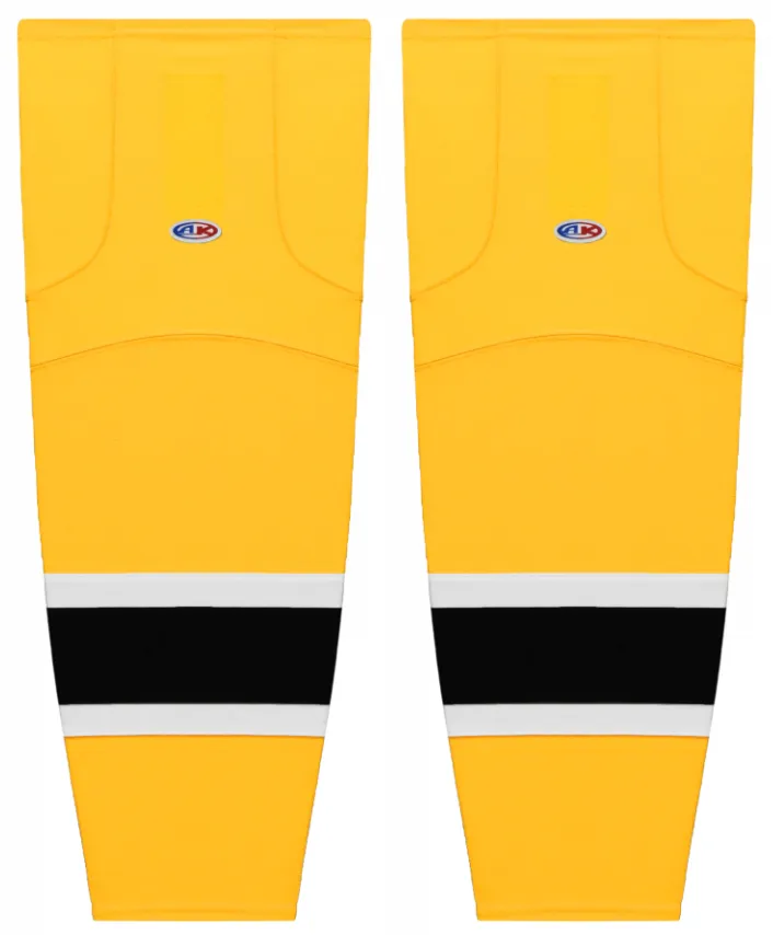 Athletic Knit (AK) HS2100-554 2021 Boston Bruins Reverse Retro Tuscan Gold Mesh Ice Hockey Socks
