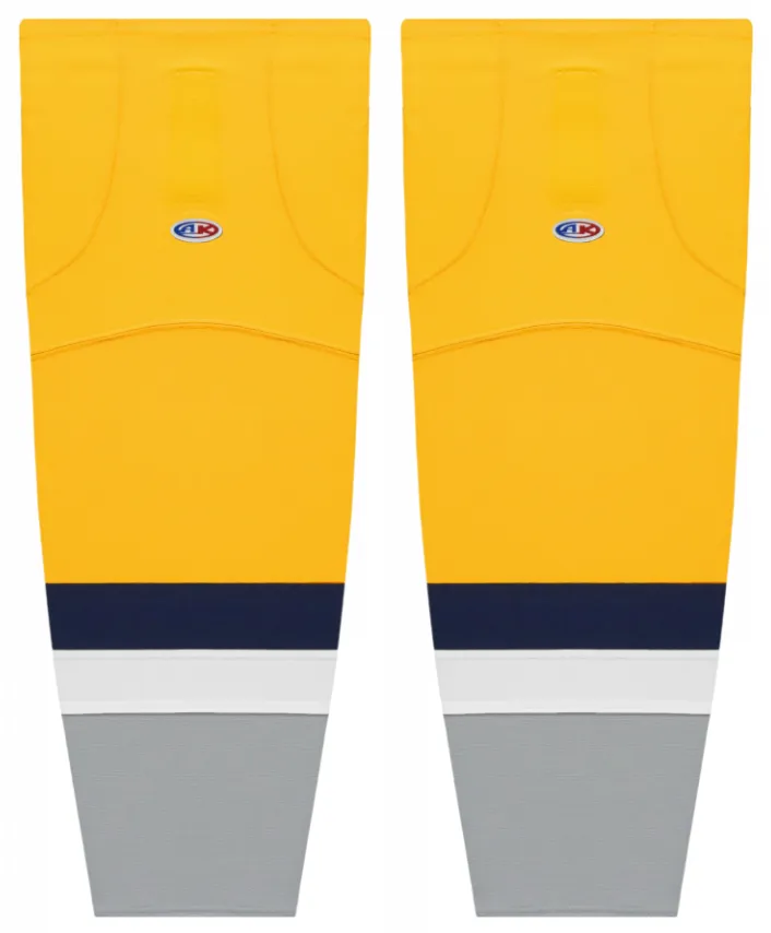 Athletic Knit (AK) HS2100-818 2021 Nashville Predators Reverse Retro Tuscan Gold Mesh Ice Hockey Socks