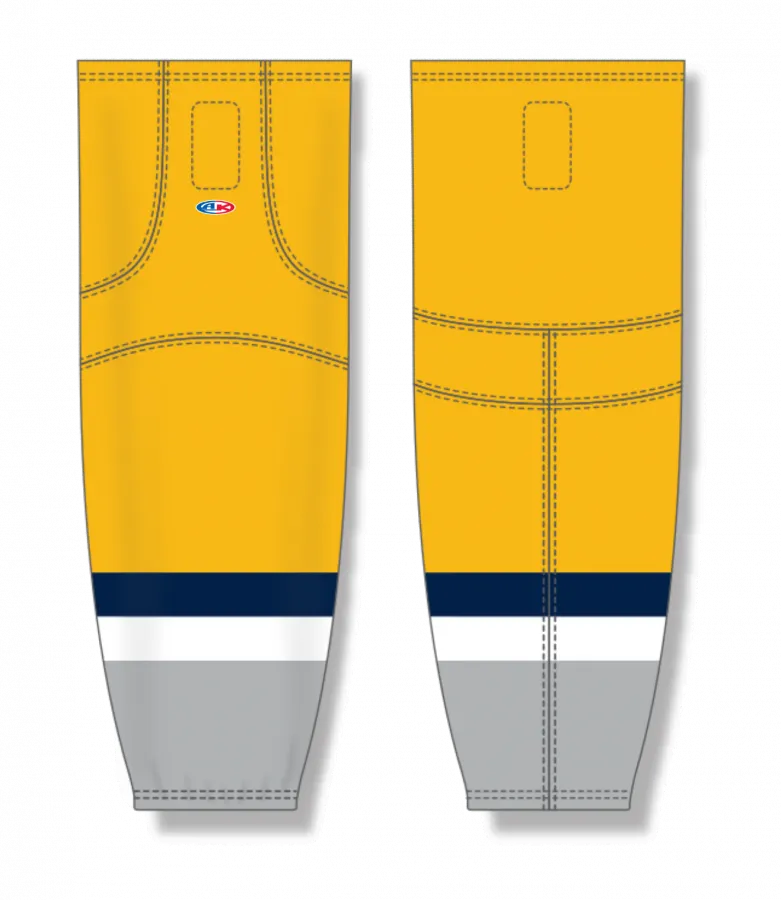 Athletic Knit (AK) HS2100-818 2021 Nashville Predators Reverse Retro Tuscan Gold Mesh Ice Hockey Socks