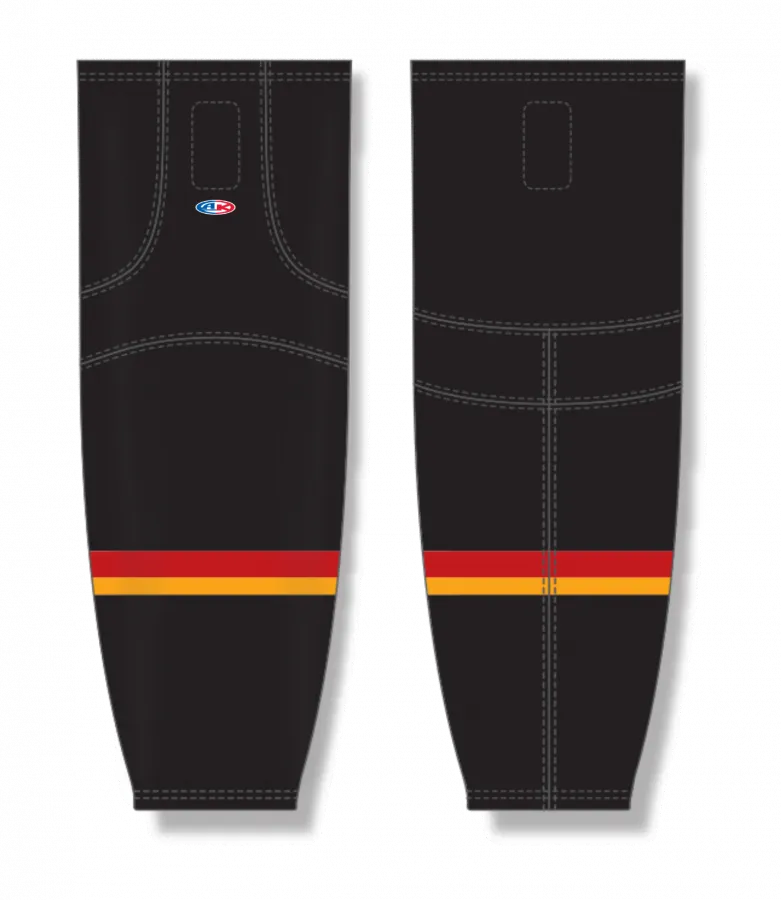 Athletic Knit (AK) HS2100-894 2021 Calgary Flames Reverse Retro Black Mesh Ice Hockey Socks