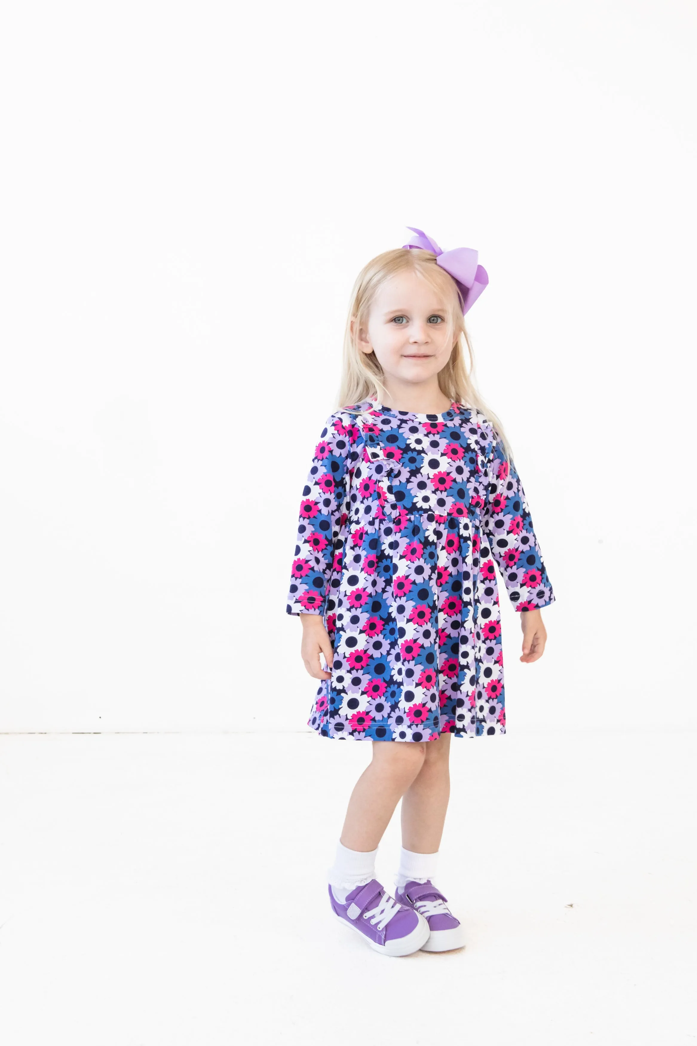 Autumn Wildflowers Print Knit Ruffle Dress