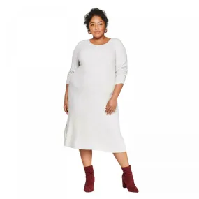 Ava & Viv Women's Plus Size Long Sleeve Scoop Neck Rib Knit Dress
