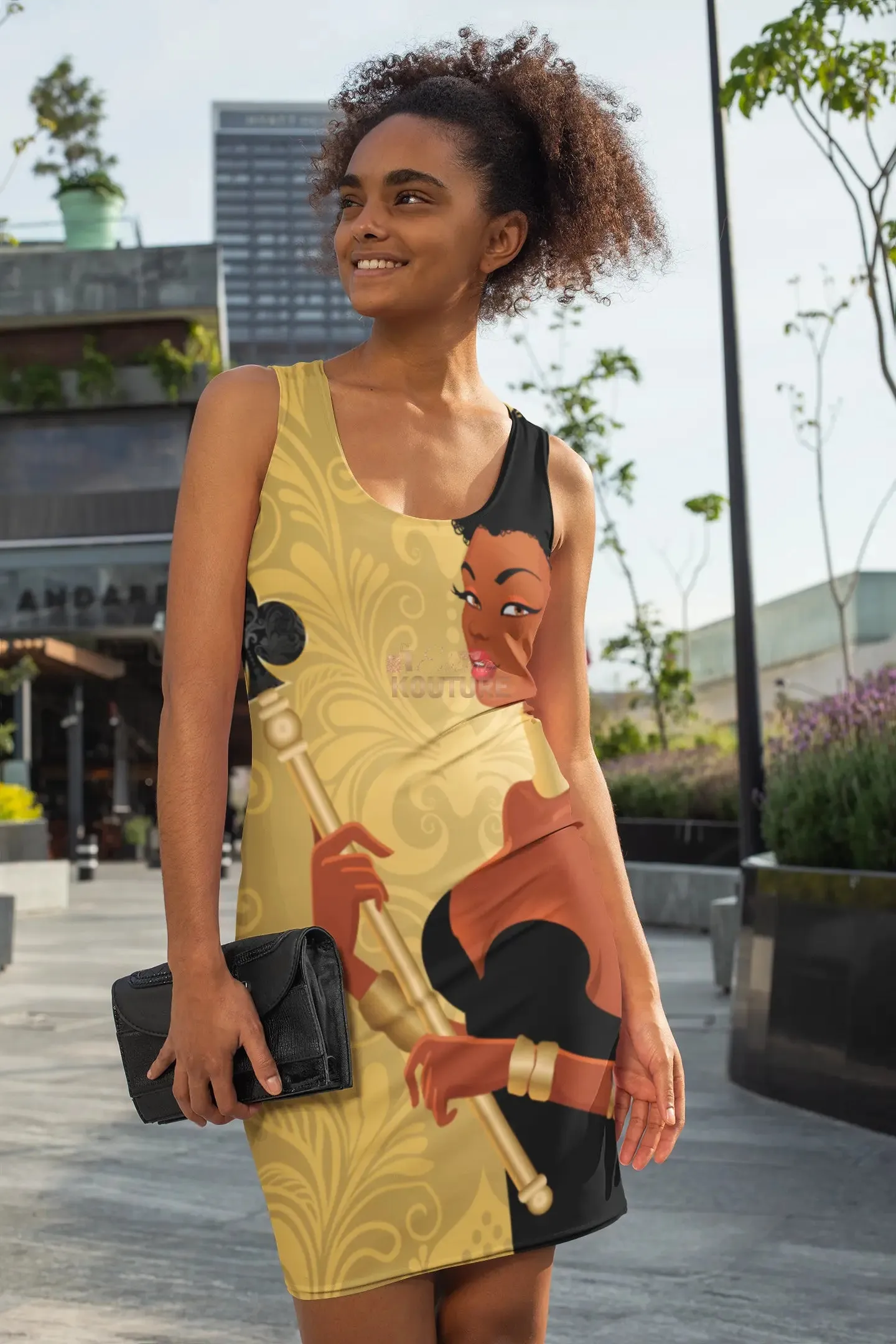 Black Queen Card Women's Midi Bodycon Dress