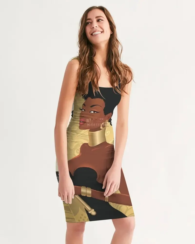 Black Queen Card Women's Midi Bodycon Dress