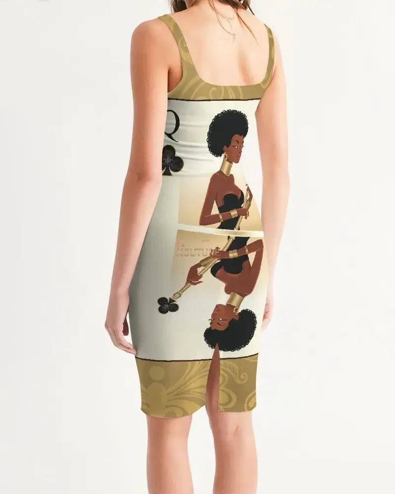 Black Queen Card Women's Midi Bodycon Dress