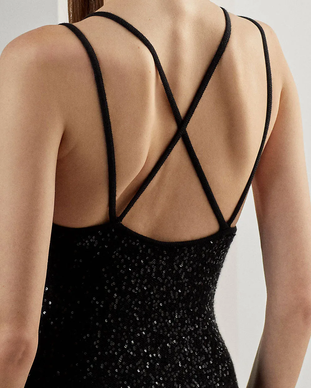 Black Sequin Knit Cocktail Dress