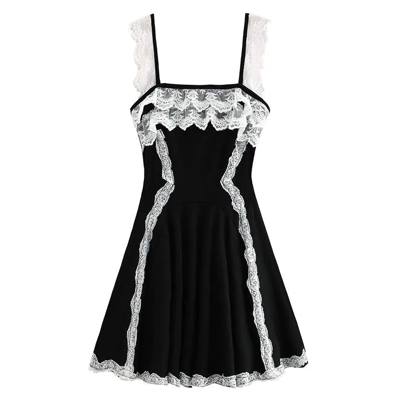 Black/Grey Lace Slip Dress AD10152