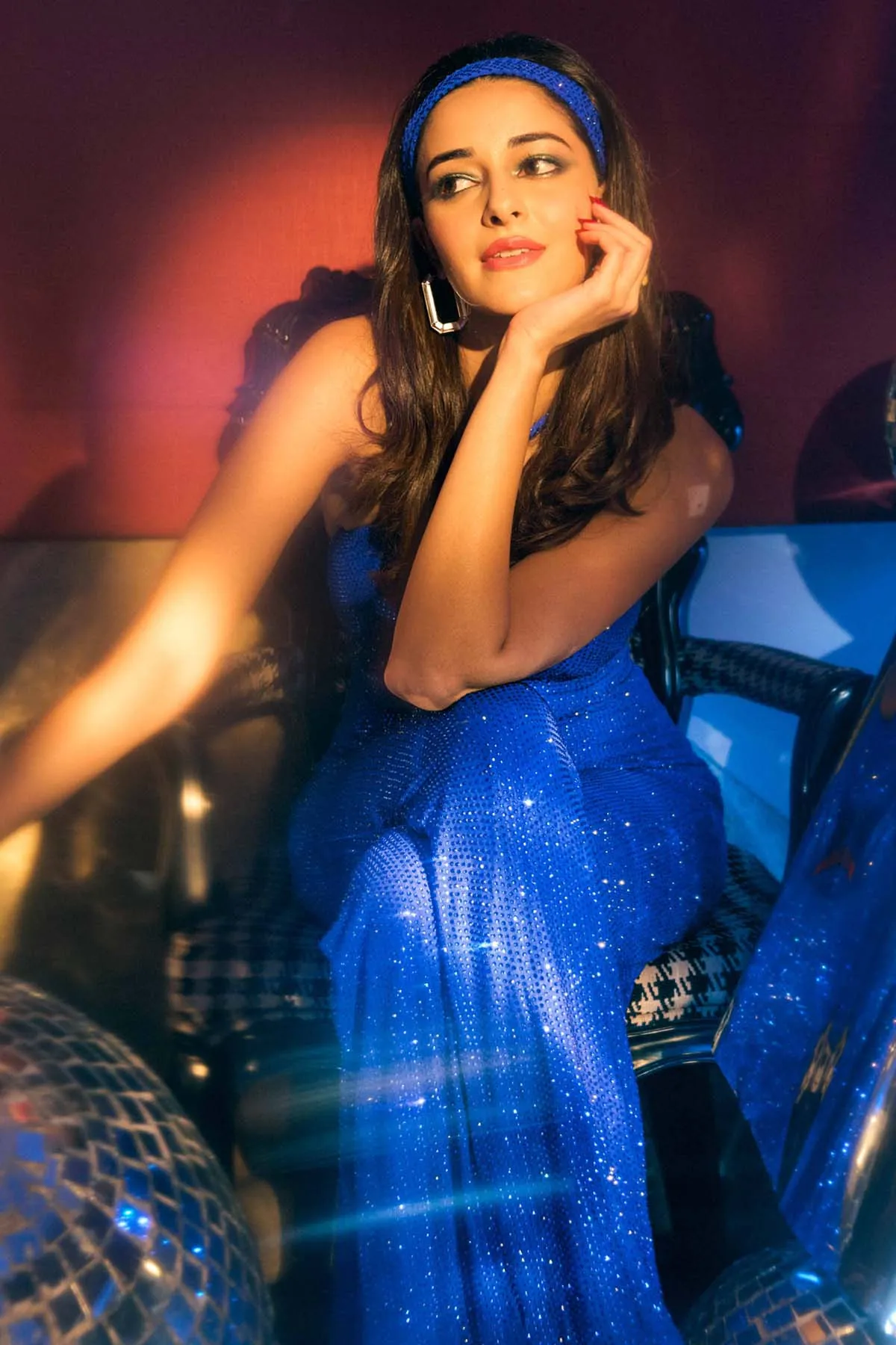 Blue Sleeveless Crystal Jumpsuit