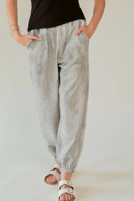 Blue Zone Planet |  Davi & Dani Rhinestone Elastic Waist Joggers