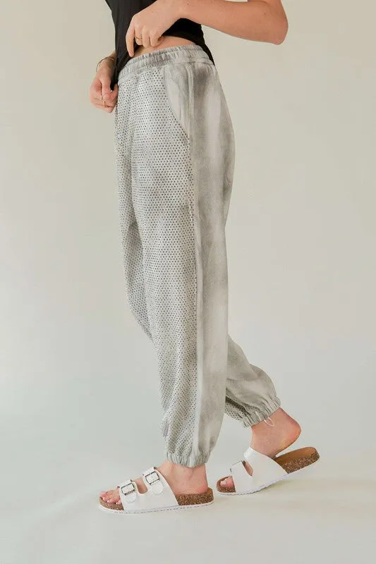 Blue Zone Planet |  Davi & Dani Rhinestone Elastic Waist Joggers