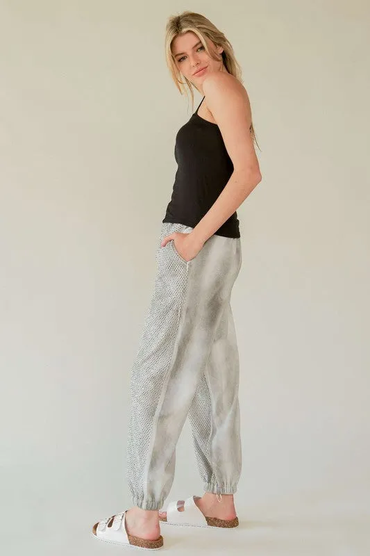 Blue Zone Planet |  Davi & Dani Rhinestone Elastic Waist Joggers