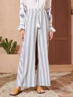 Boho Striped Fringe High Waist Long Women Pants