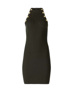 Button-Embellished Mini Dress