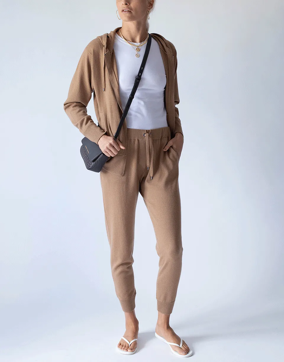 Caramel Cashmere Ribbed Joggers