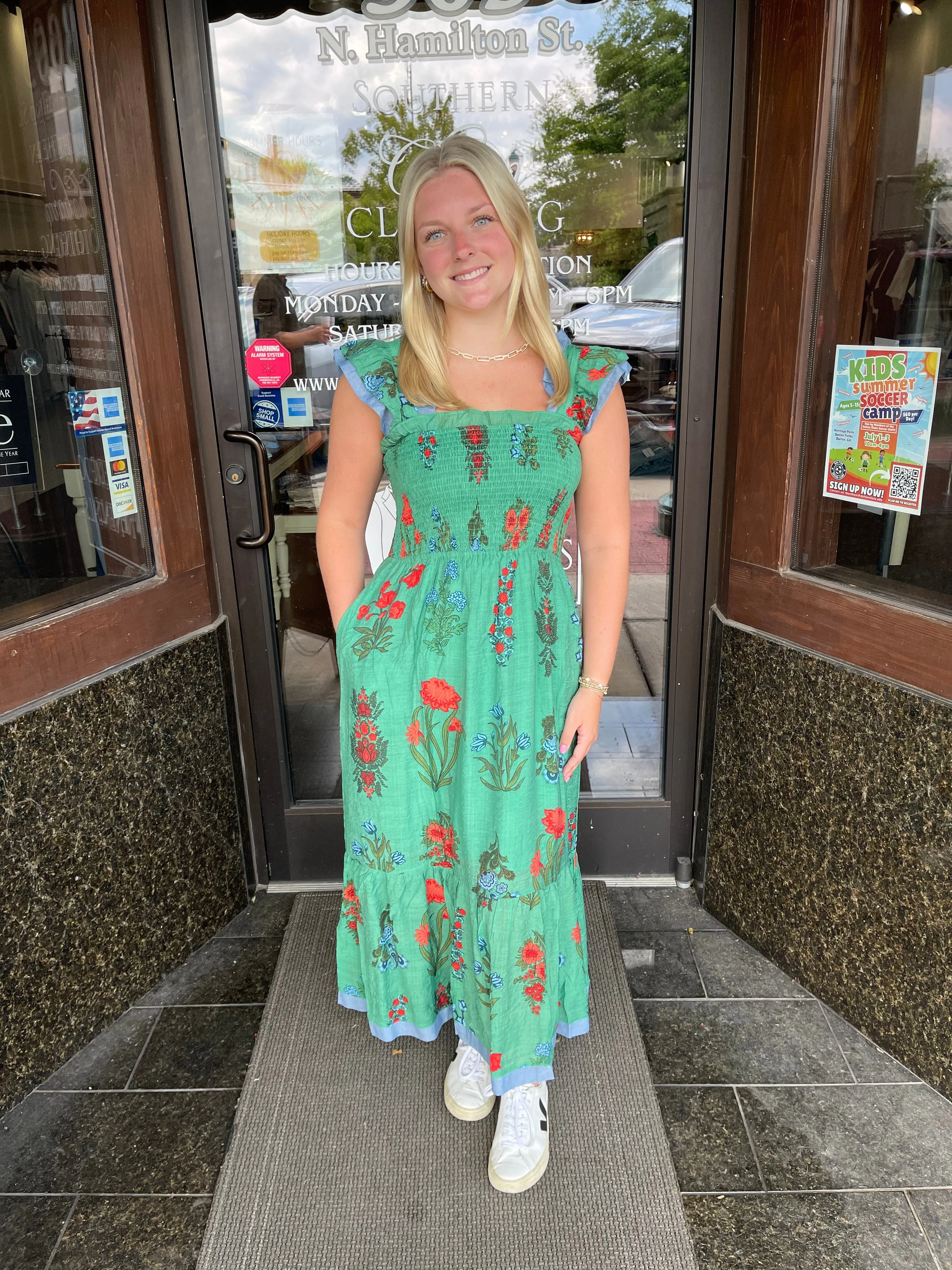 Catch Your Gaze Smocked Flower Print Dress