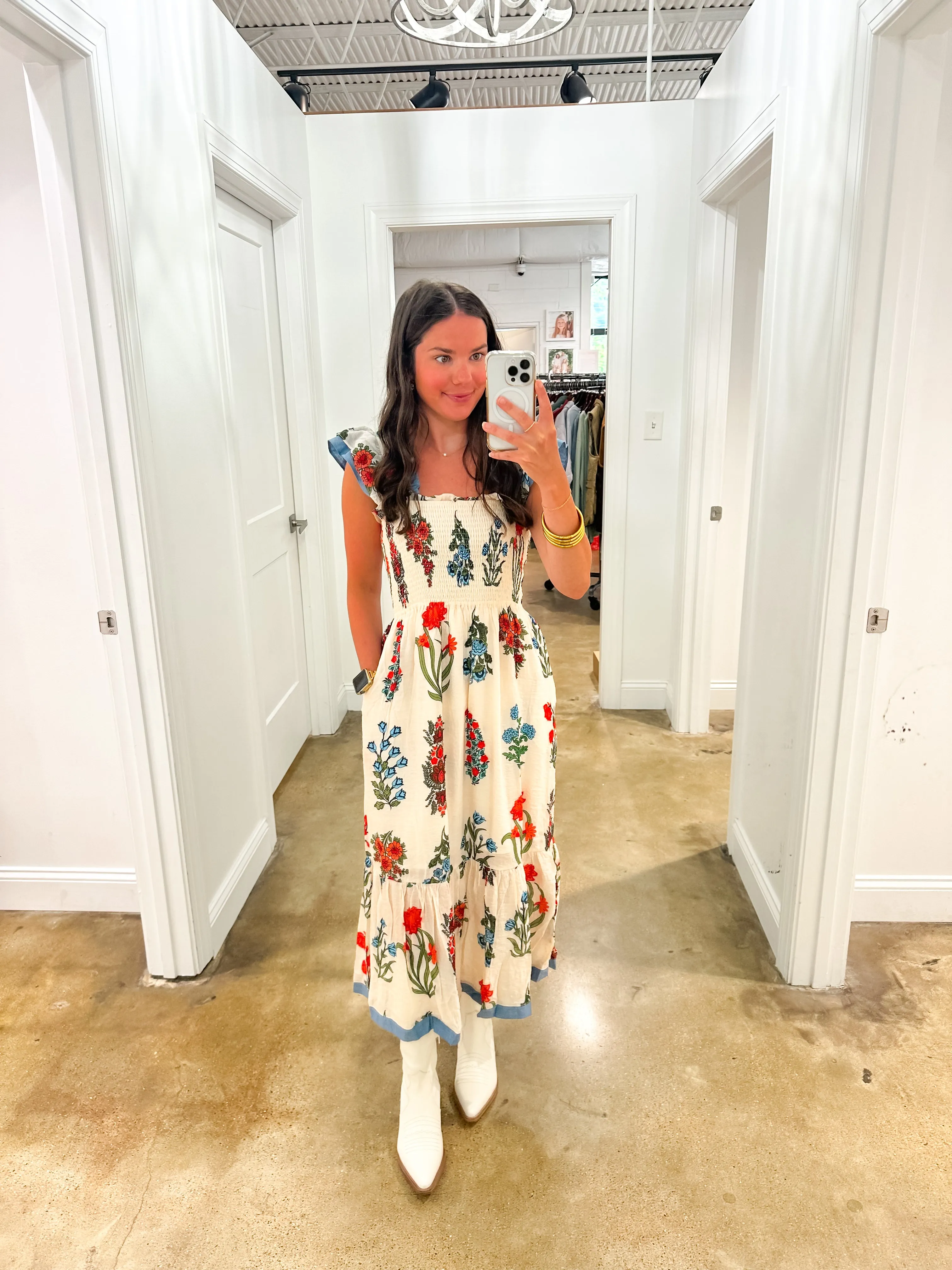 Catch Your Gaze Smocked Flower Print Dress