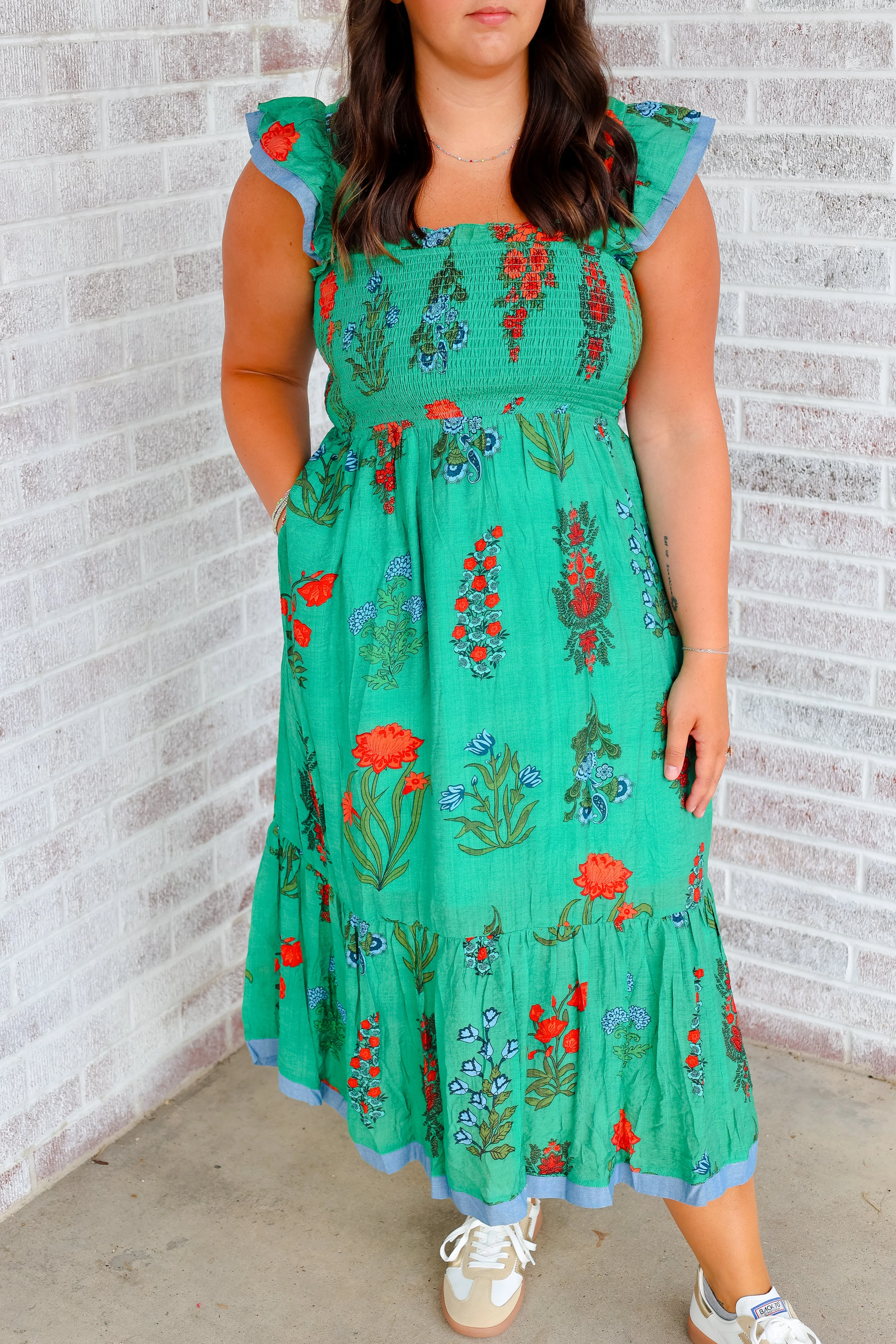 Catch Your Gaze Smocked Flower Print Dress