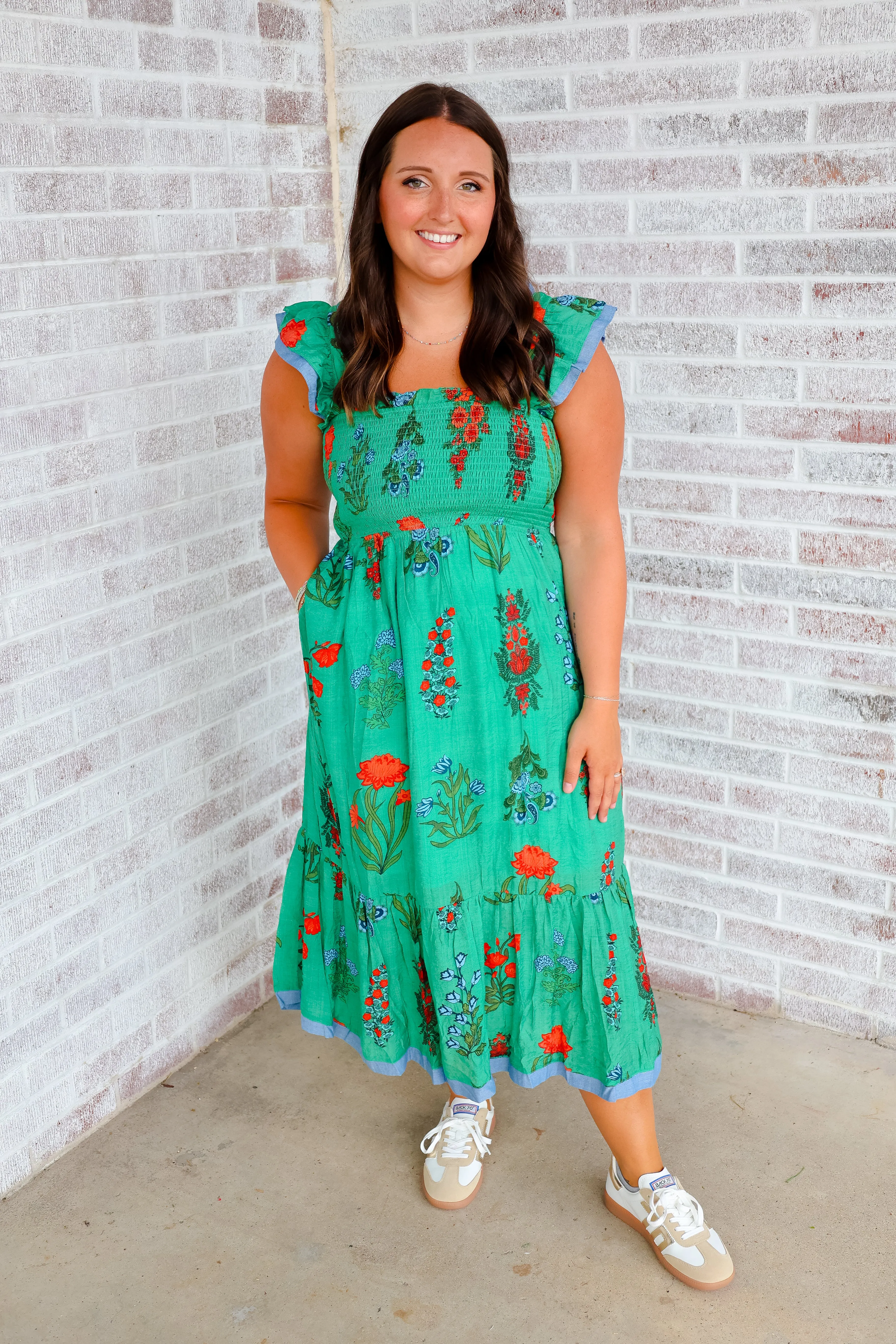 Catch Your Gaze Smocked Flower Print Dress