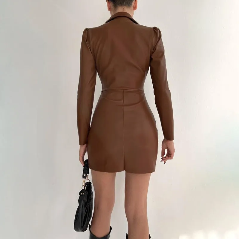 Chic Commuter Deep V-Neck Button-Up Bodycon Dress