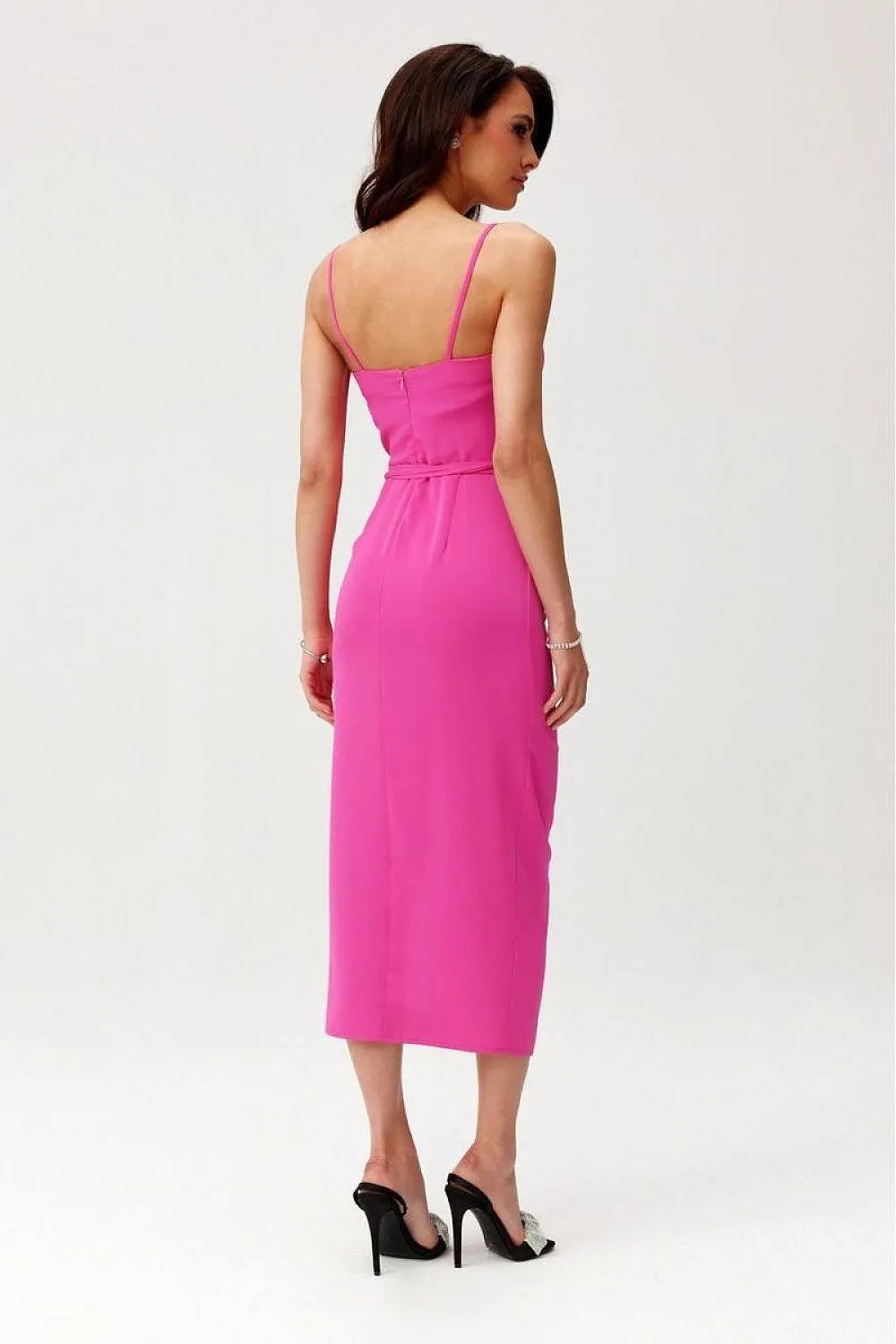 Chic Maribel Midi Cocktail Dress with Floral Accent by Roco Fashion