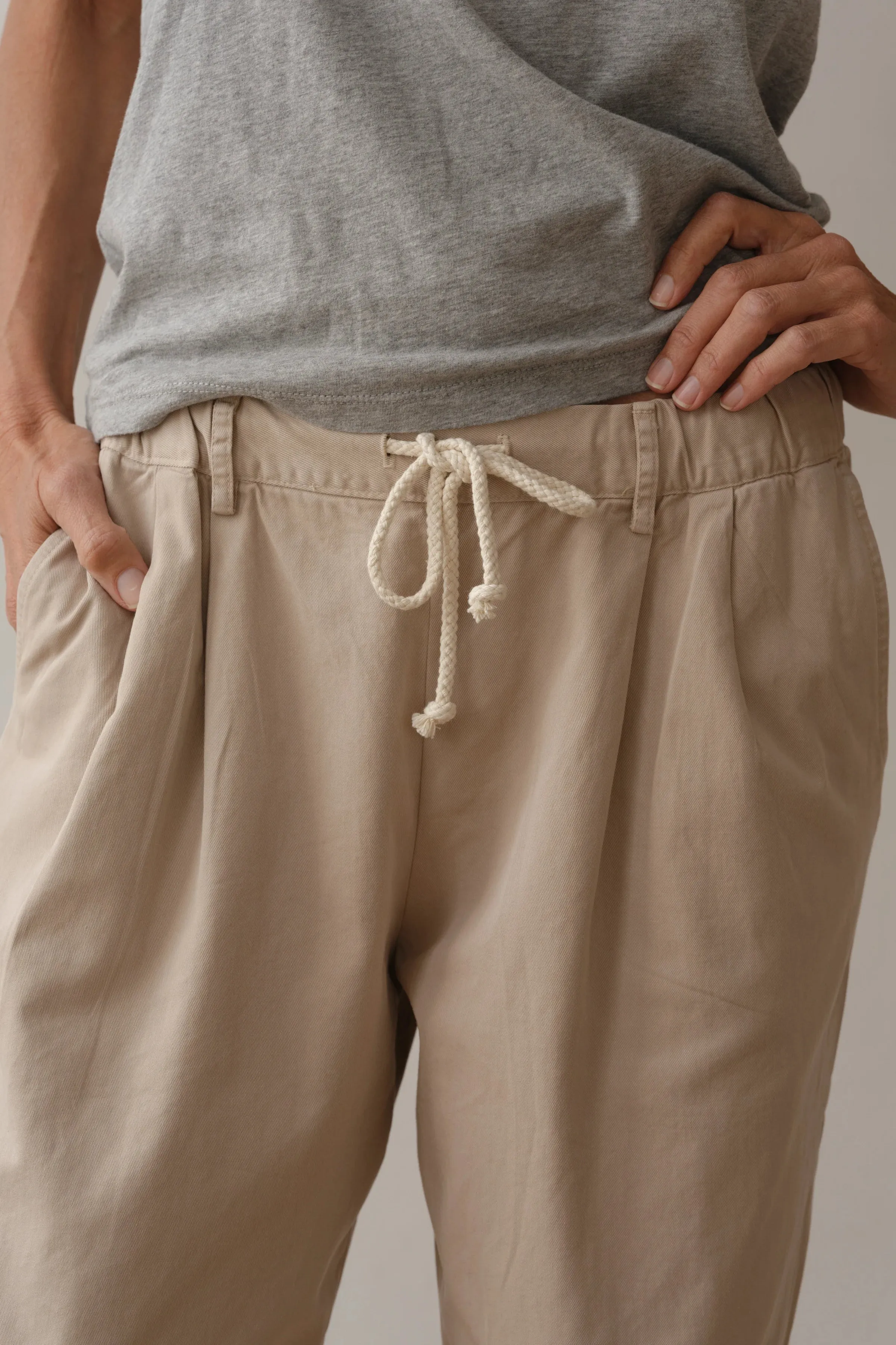 Chino Drawstring Pant - Stone