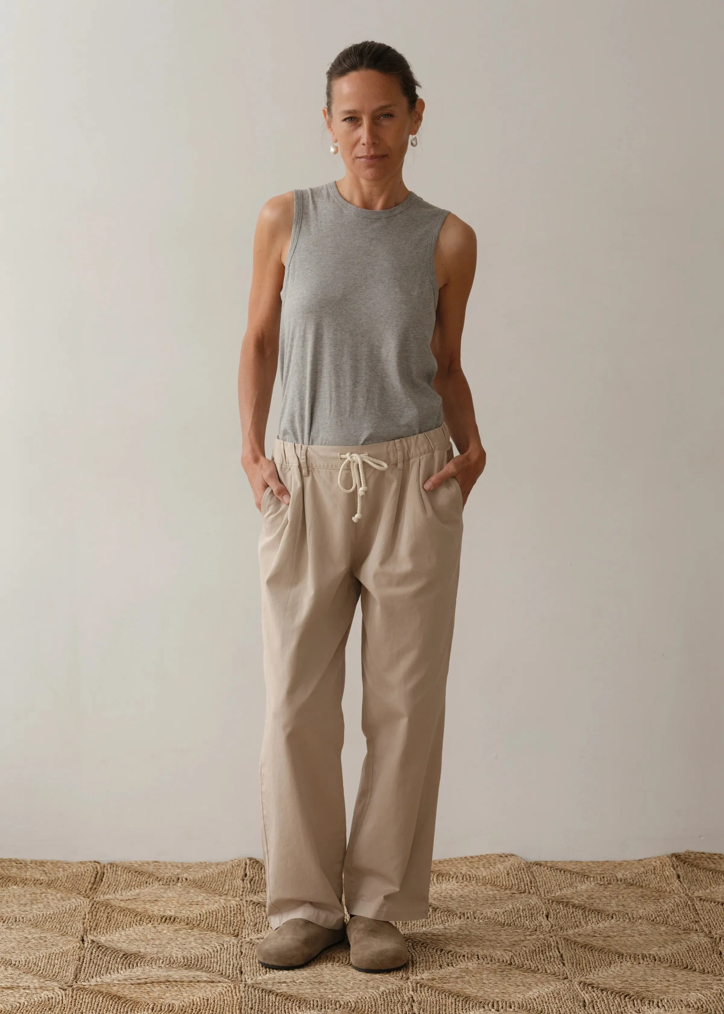 Chino Drawstring Pant - Stone
