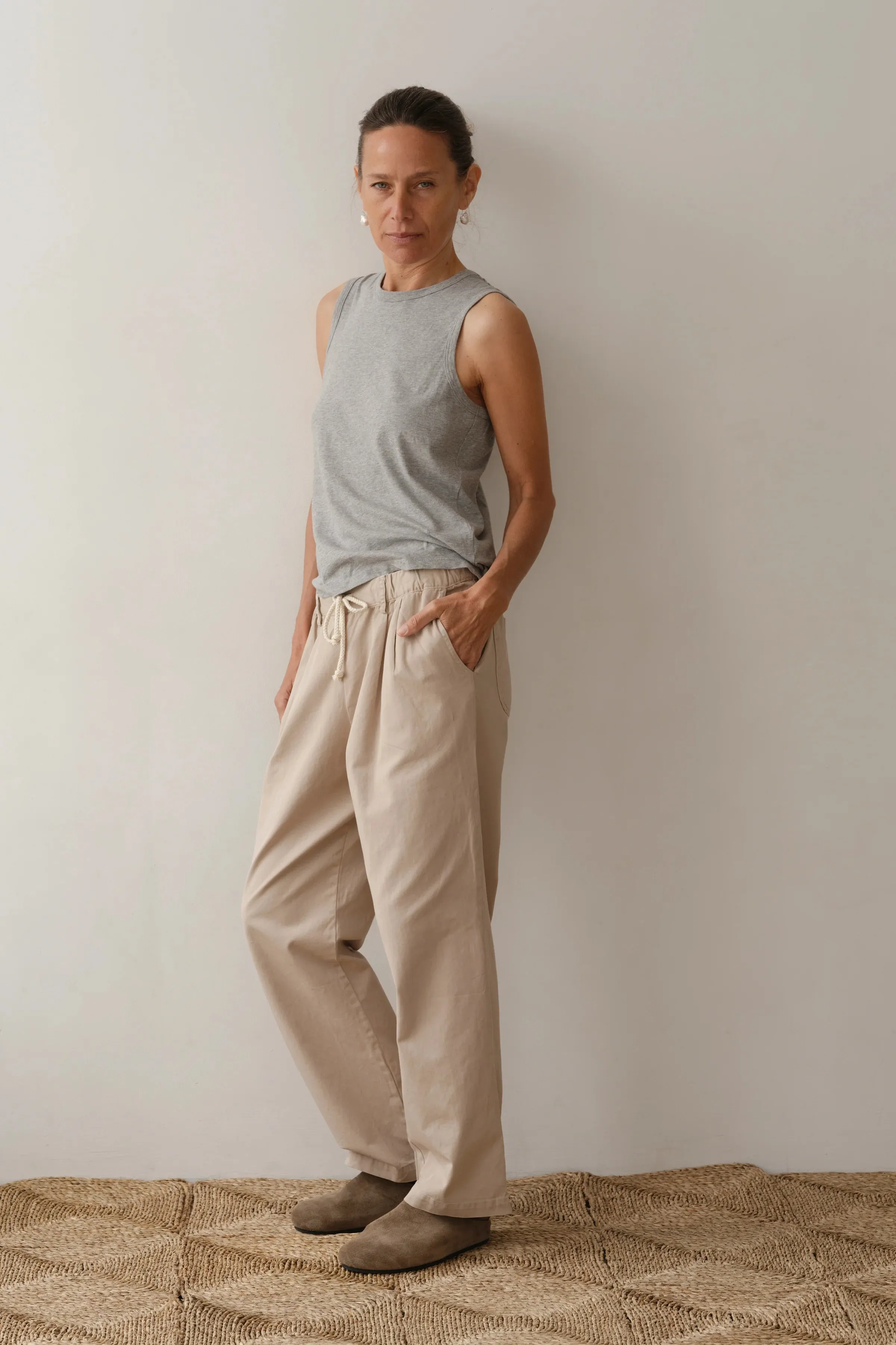 Chino Drawstring Pant - Stone
