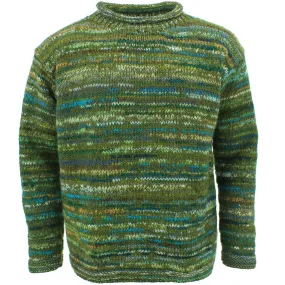 Chunky Wool Knit Space Dye Jumper - Crocodile Green