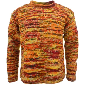 Chunky Wool Knit Space Dye Jumper - Fire Orange