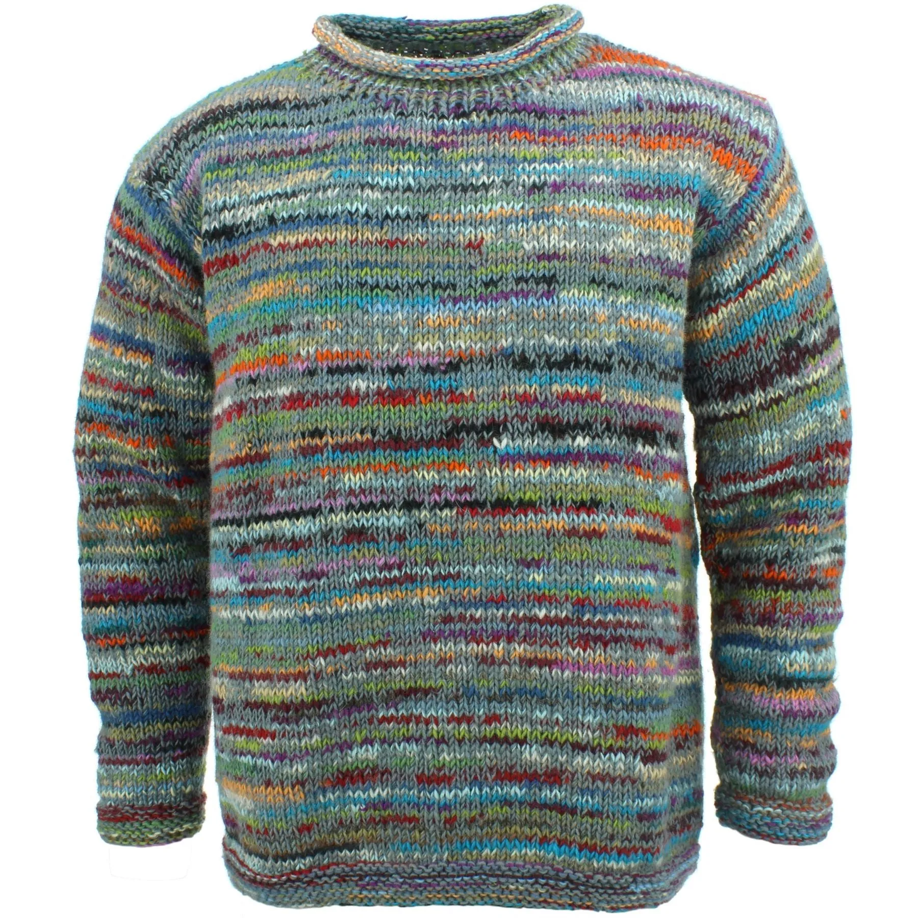 Chunky Wool Knit Space Dye Jumper - Motley Grey