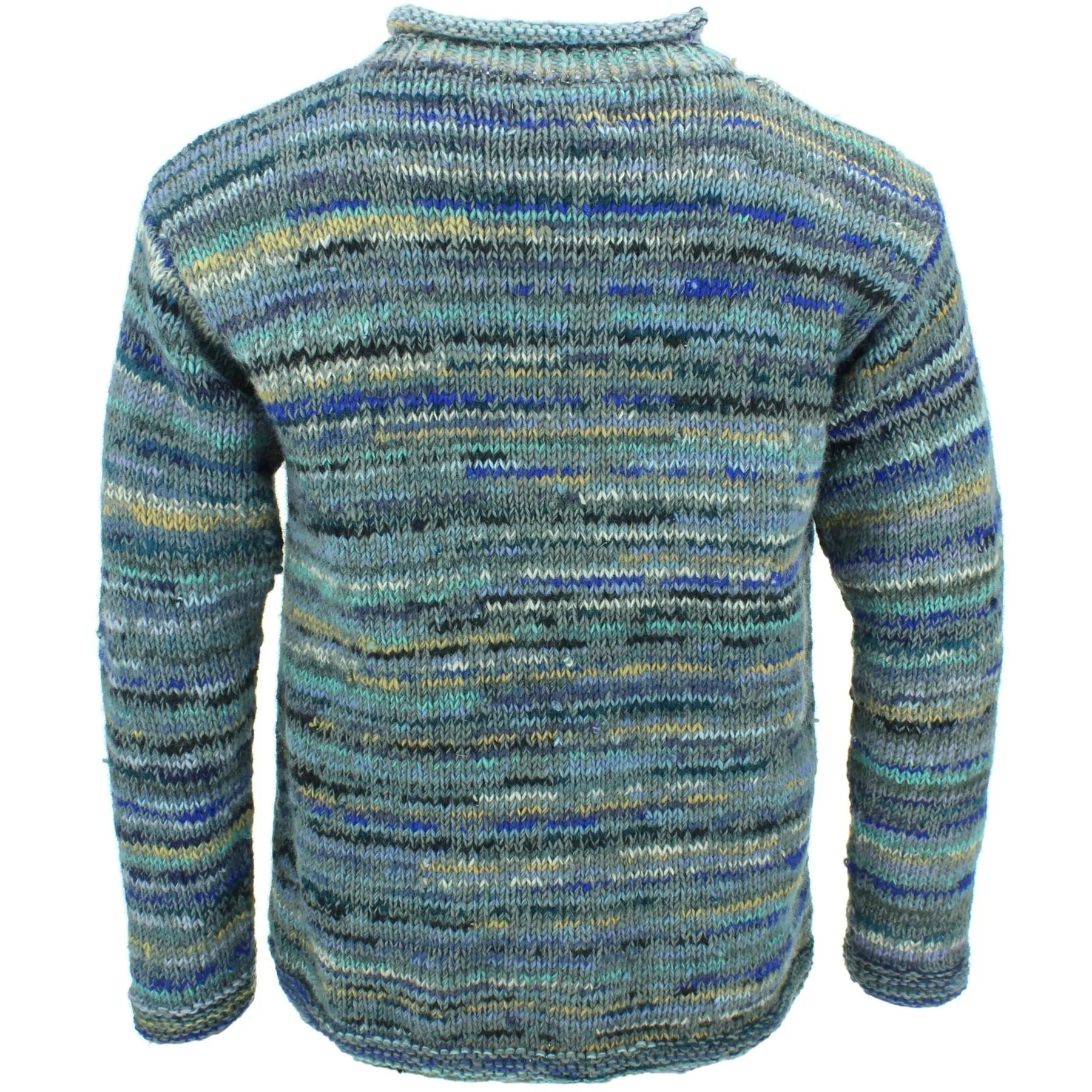 Chunky Wool Knit Space Dye Jumper - Slate Blue