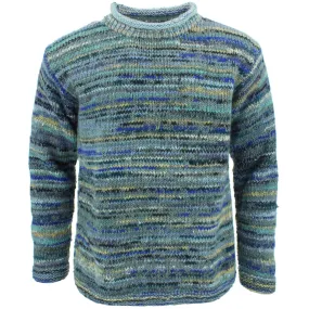 Chunky Wool Knit Space Dye Jumper - Slate Blue